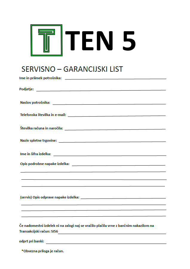 Servisno garancijski list